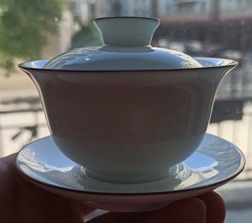 White Porcelain Gaiwan with border, 150 ml