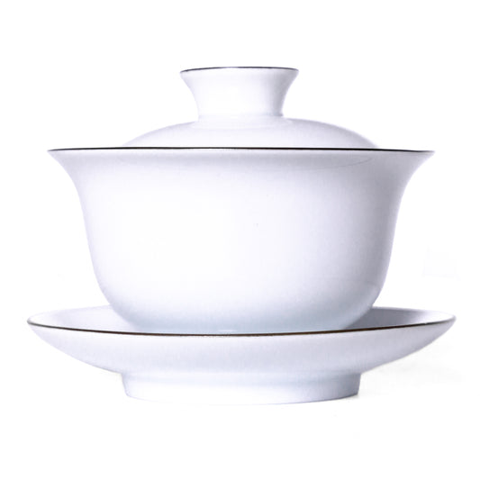 White Porcelain Gaiwan with border, 150 ml