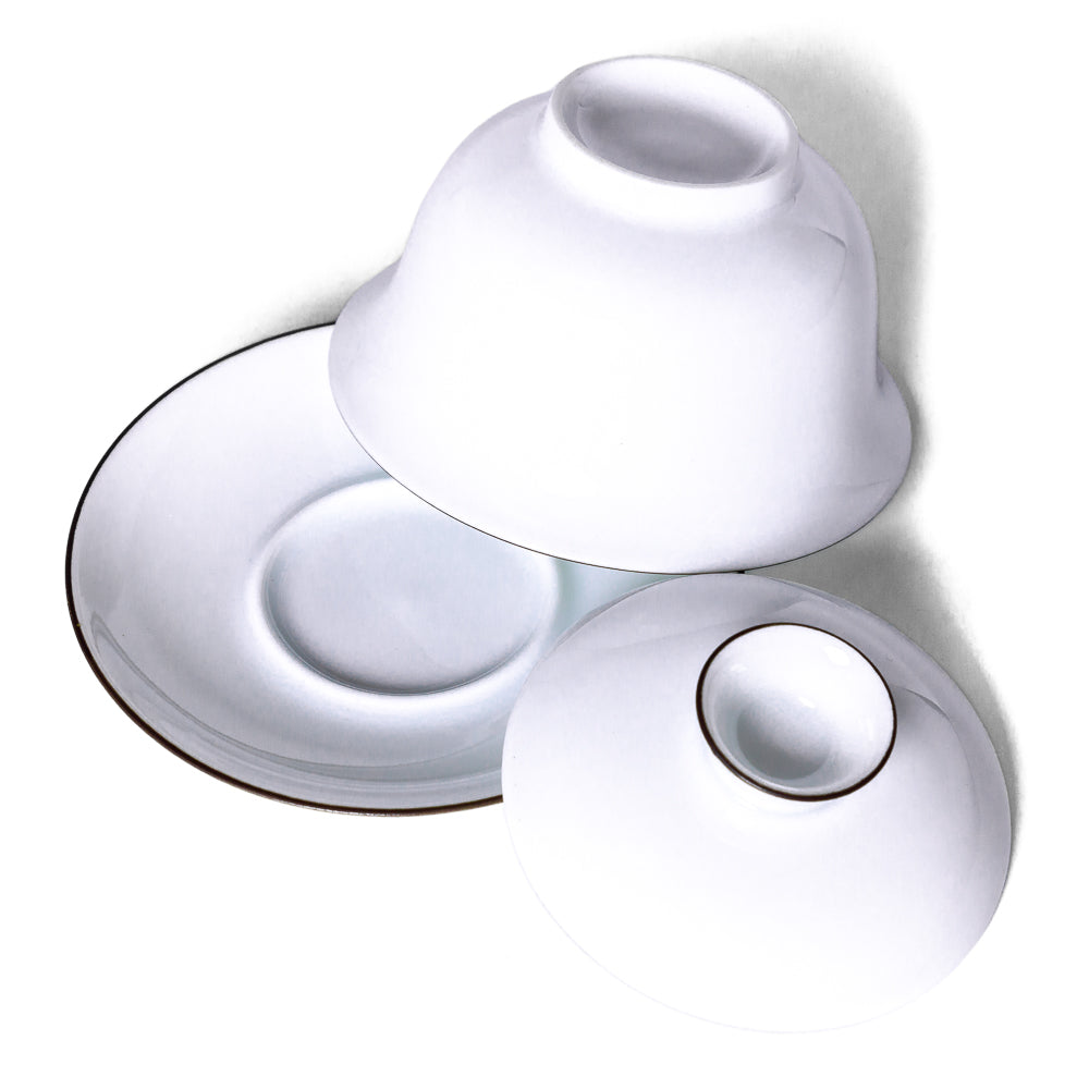 White Porcelain Gaiwan with border, 150 ml